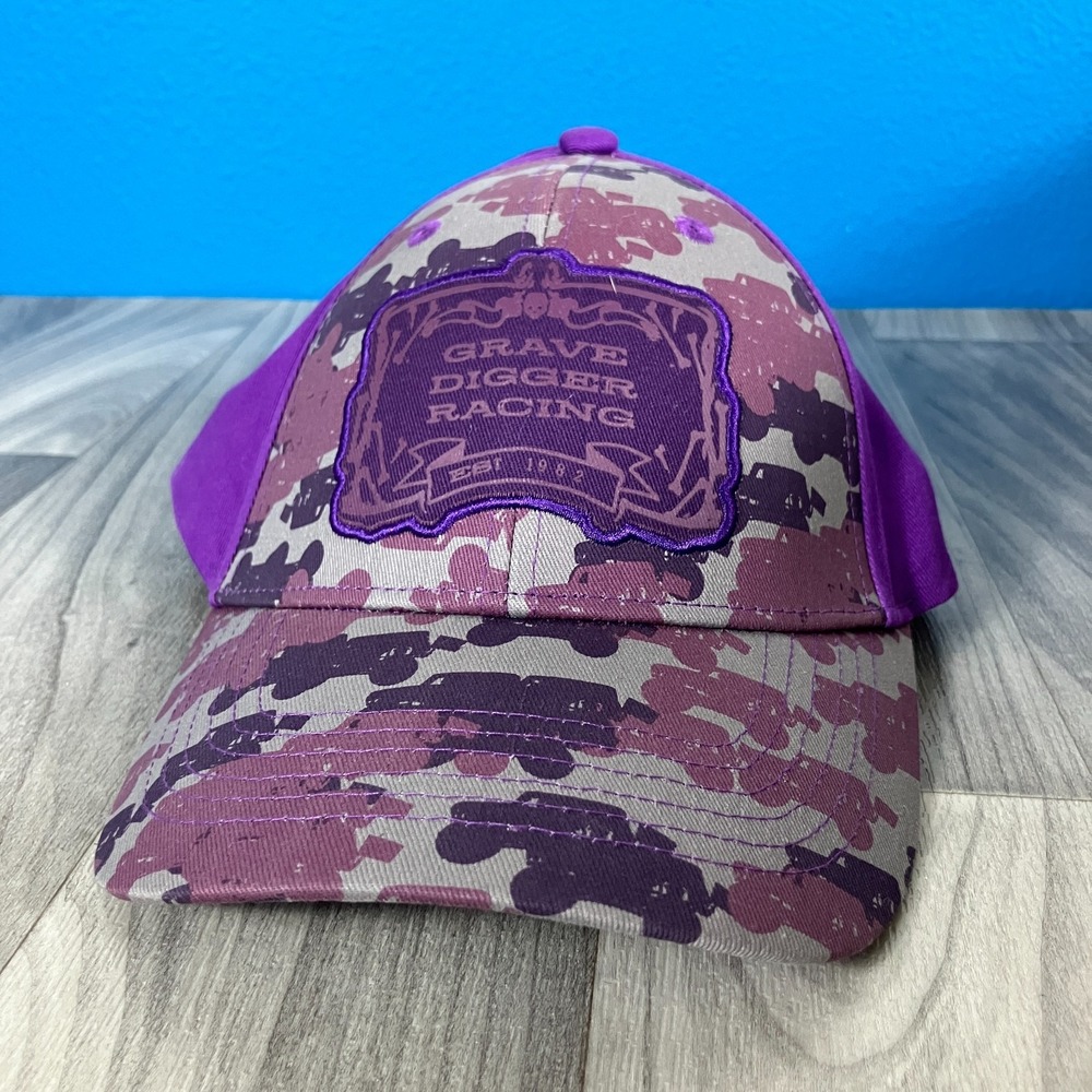 Grave Digger Hat Snap Back Monster Jam Truck Racing Purple Pink Camo 2023